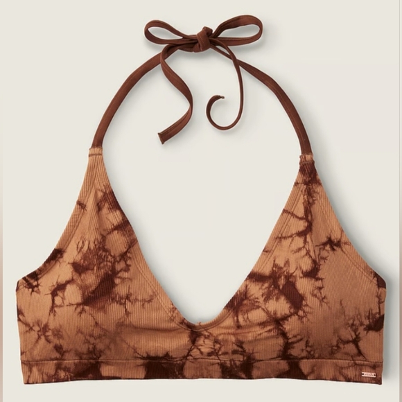 M L XL MDD LDD VS PINK Swim Seamless Triangle Bikini Top Cappuccino - Picture 1 of 3